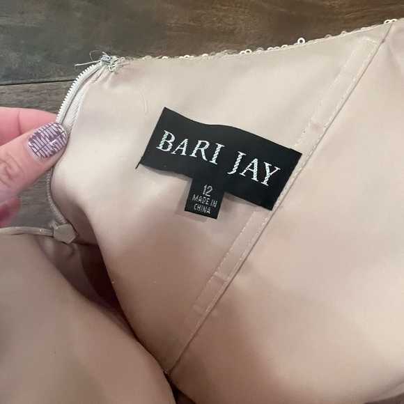 Prom Wedding Bridesmaid Dress Champagne Gold Sequins Dress 12 Bari Jay 1617 - Picture 8 of 8